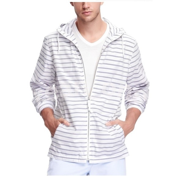 Old Navy Other - Old Navy Men's Unisex Full-Zip Lightweight Windbreaker Jacket White/Gray Sz L/G